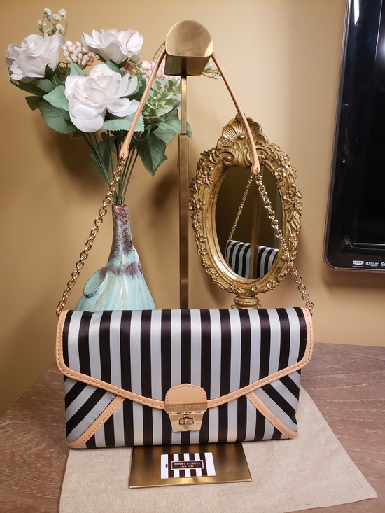 henri bendel Handbags - henri bendel Signature West 57 Striped Chain Crossbody w/ Tan Leather Trim NWT!